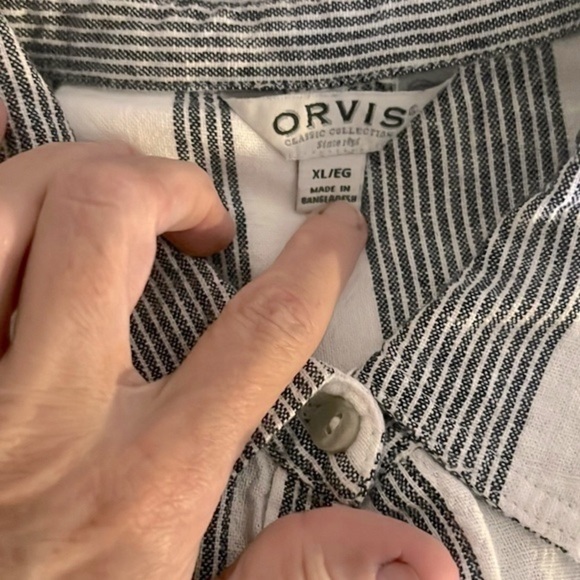 ⭐️Orvis LadiesLong Sleeve Linen Blend Top, Island Stripe Navy/White,Size X-Large - Picture 3 of 12